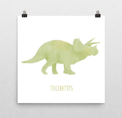Dinosaur Nursery Print – Green Triceratops