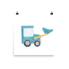 Construction Truck Nursery Print -Blue Bulldozer
