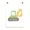 Construction Truck Nursery Print - Green Excavator