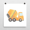 Construction Truck Nursery Print – Orange Cement Mixer